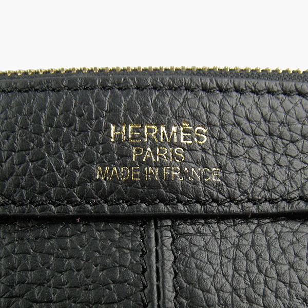 Best Hermes New Arrival Double-duty leather handbag Black 60669 - Click Image to Close